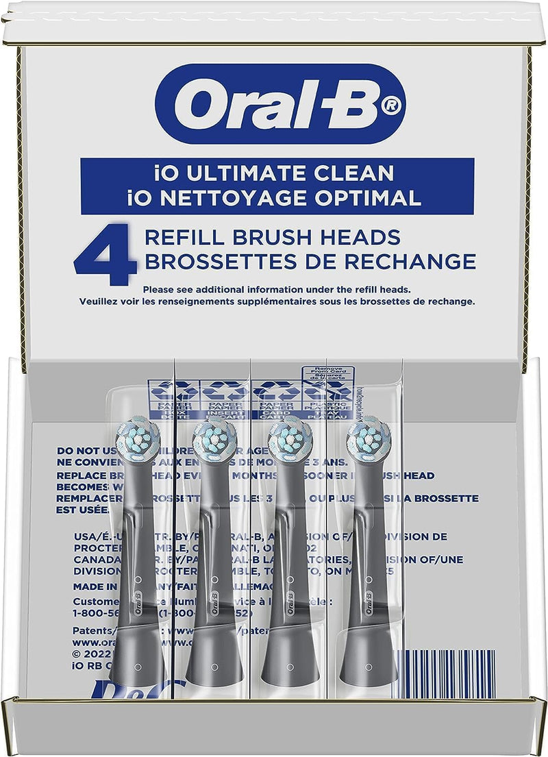 Oral-B iO Series Ultimate Clean Electric Toothbrush Replacement Brush Heads for an Oral-B Electric Toothbrush, 4 count, Black 1 Count (Pack of 4)