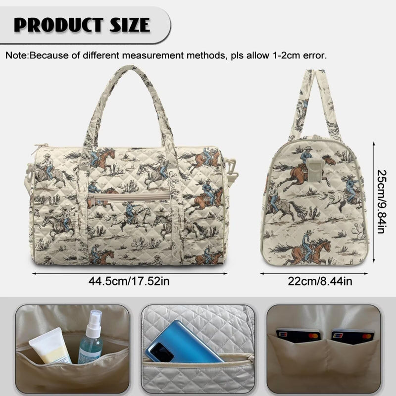 Horse Pattern Extra Large Quilted Duffle Bag Lightweight, Travel Duffel Bag Foldable for Men Women, Waterproof & Tear Resistant Horse Pattern