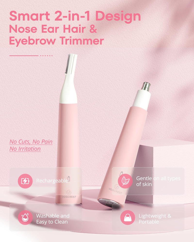 [Australia] - VG VOGCREST Nose Hair Trimmer for Women, Portable, Waterproof, Rechargeable, 2-in-1 Trimmer, Easy to Clean, Suitable for Sensitive Skin 