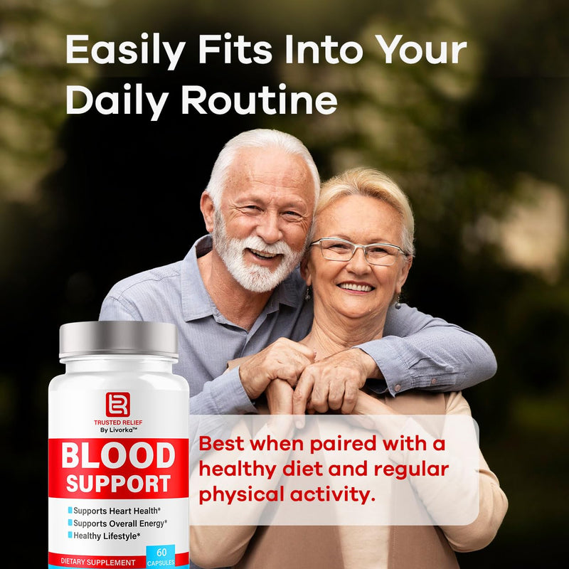 (2 Pack) Trusted Relief Blood Support Capsules - Official TrustedRelief Blood Support Vitamin Pills, Natural Trusted Relief Advanced Premium Formula Wellness & Overal Health, 120 Capsules For 2 Months