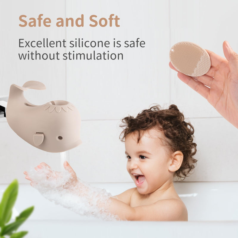 Bath Faucet Cover for Kids，Bath Spout Cover for Baby are Suitable for Most Bathtub Faucet,spout Cover Bathroom Tub Adds Fun to Your Baby in The Shower.（Grayish Beige） Grayish Beige