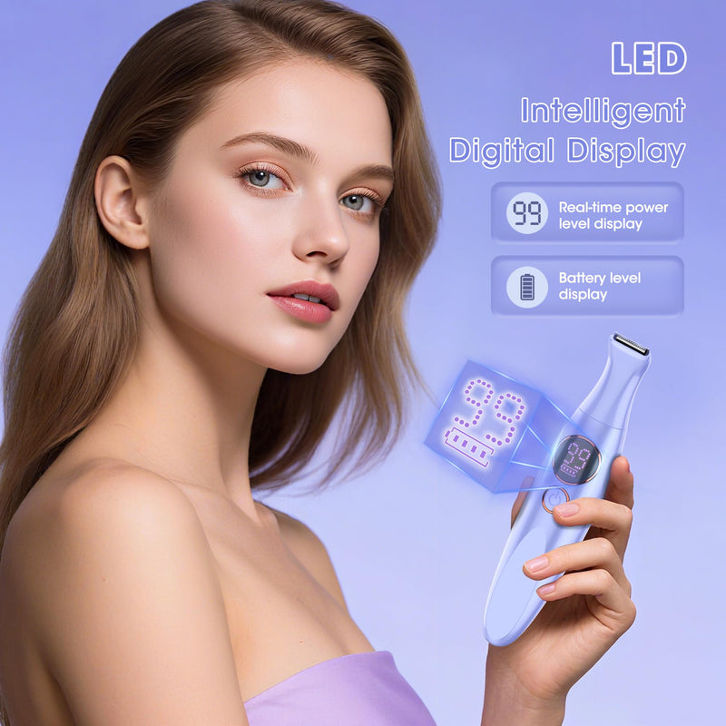[Australia] - Karrte 5-in-1 Electric Razor for Women's Pubic Hair, Painless Body Shaver and Facial Epilator, Hair Removal for Face, Bikini Trimmer for Women's Private Area Purple 