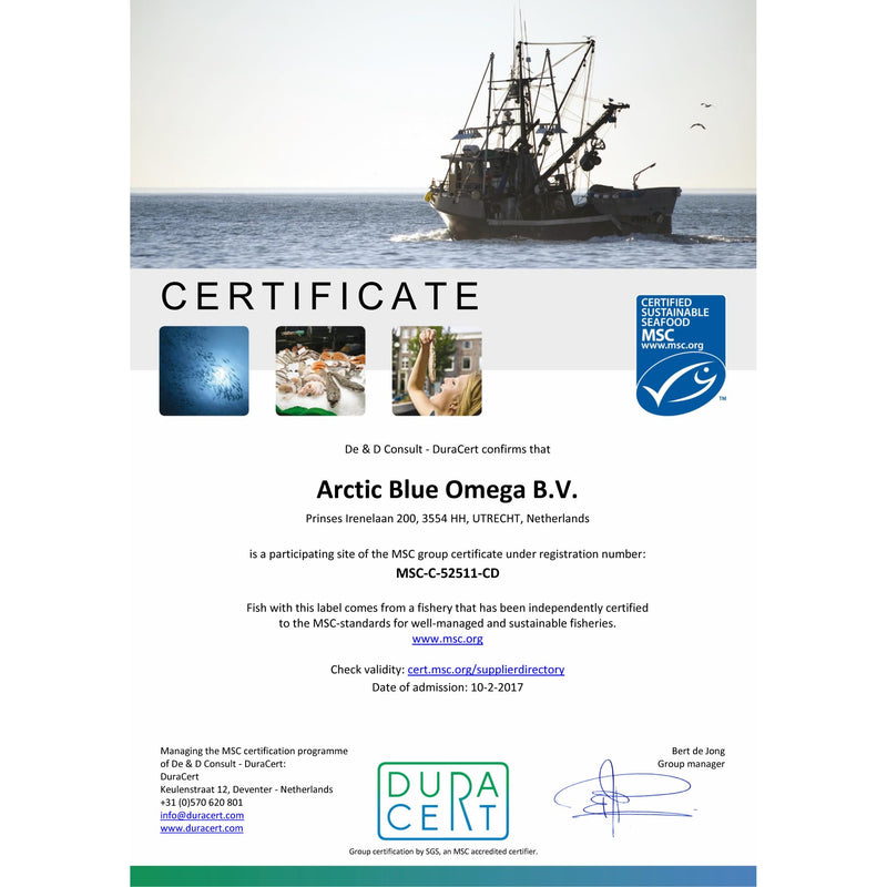 [Australia] - Arctic Blue Premium Fish Oil Capsules - 60 pieces - 1200 mg with 400 mg EPA & 250 mg DHA - high dosage, MSC certified - pure Alaska pollock oil in triglyceride form - low oxidation value 