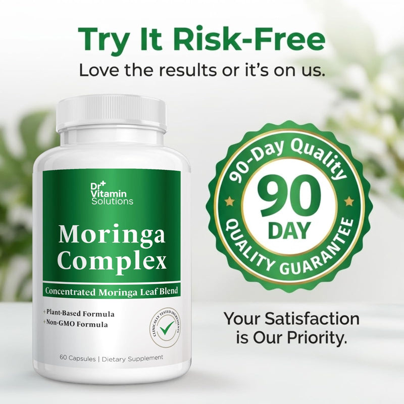 Moringa Capsules 3-in-1 Leaf Extract for Energy and Immune Support | Moringa Oleifera Leaf Powder, 10:1 and 20:1 Extracts, Superfood, 60 Capsules, 60 Day Supply, Vegan, Non-GMO, Made in USA