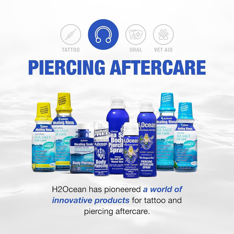 [Australia] - H2Ocean Piercing Aftercare Spray, Saline Spray for Piercings Cleaning Solution, with Sea Salt Nipple, Ear, Nose, Lip, Belly Piercings Cleaning Spray with Sea Salt & Bump Treatment, Set of 2 Original 