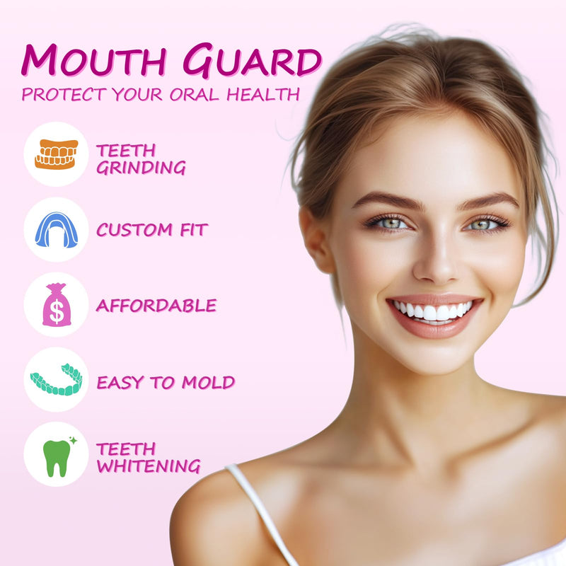 [Australia] - Mouth Guard for Grinding Teeth at Night, Moldable Mouthguard for Women, Upgraded Night Guards for Clenching Teeth, Pack of 4 Pink Bite Dental Guards for Bruxism, 2 Sizes with One Travel Case 4 Units for Women 