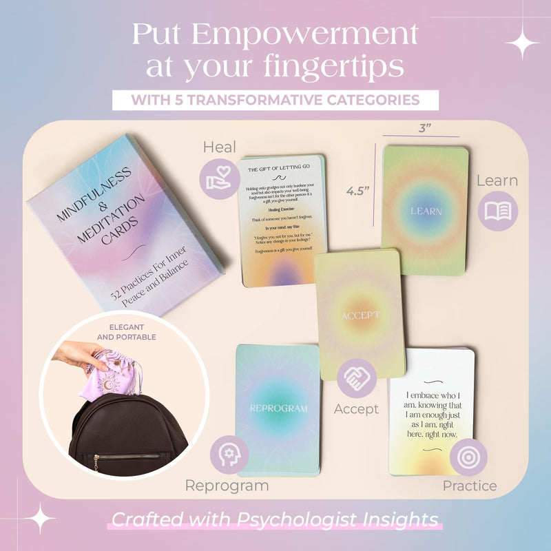 [Australia] - Mindfulness Cards for Stress Relief - 52 Daily Meditation Cards for Mindful Affirmations- Positive Affirmations Cards - Perfect Mindfulness and Self Care Gifts 