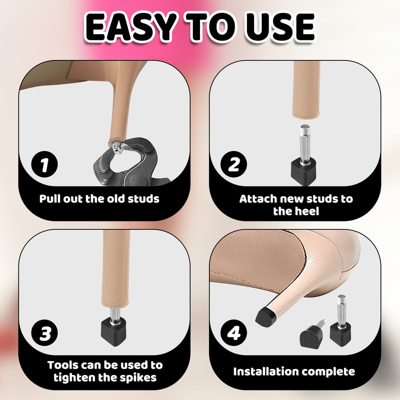 [Australia] - 5 pairs of heel protectors for high heels - U-shaped replacement tips for dance shoes, non-slip and wear-resistant - black with metal pins - heel protectors for pumps and high heels 