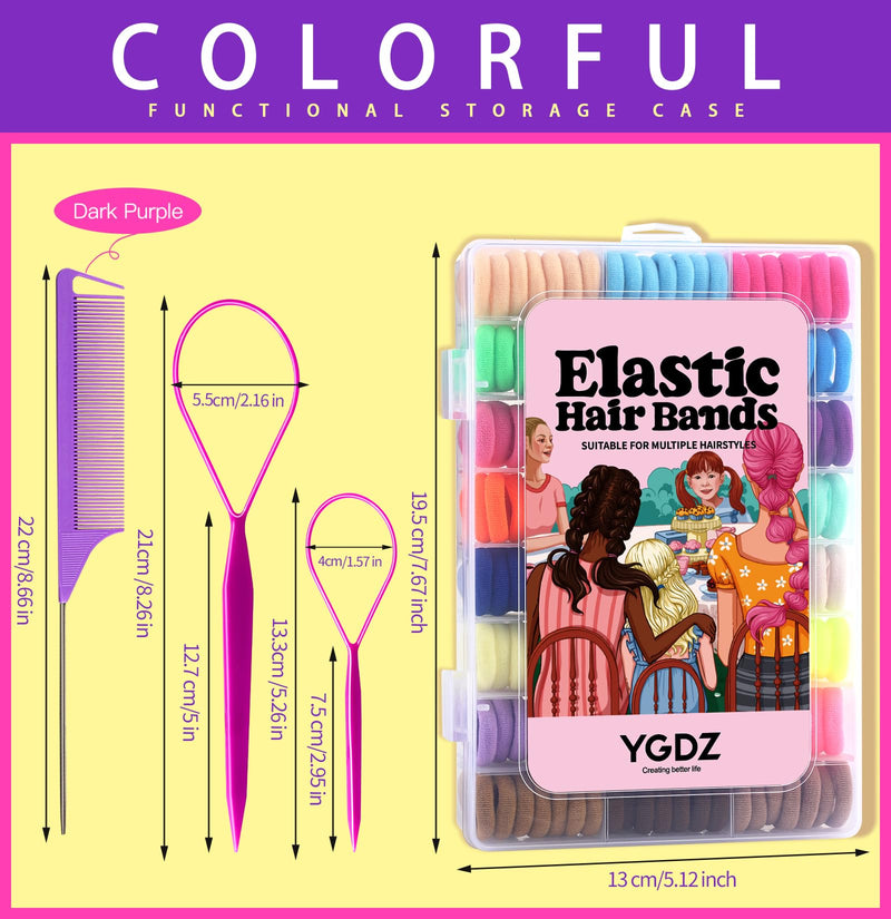 [Australia] - YGDZ Baby Hair Ties 24 Colors, 280 PCS Cotton Toddler Hair Ties, Elastics Hair bands with Organizer Box, Seamless Small Hair Bands, Soft Mini Ponytail Holders, Hair Accessories for Girls, Baby, Kids 