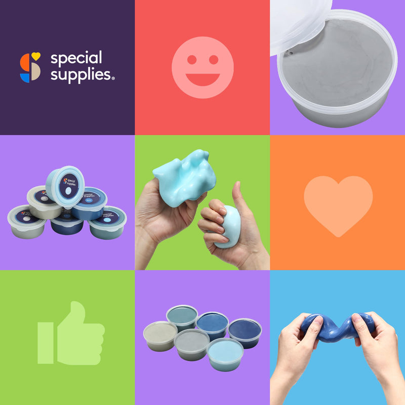 [Australia] - Special Supplies Therapy Putty for Kids and Adults - Resistive Hand Exercise Stress Relief Therapy Putty Kit, Set of 6 Strengths, 3 Ounces of Each Putty - Ocean Colors 