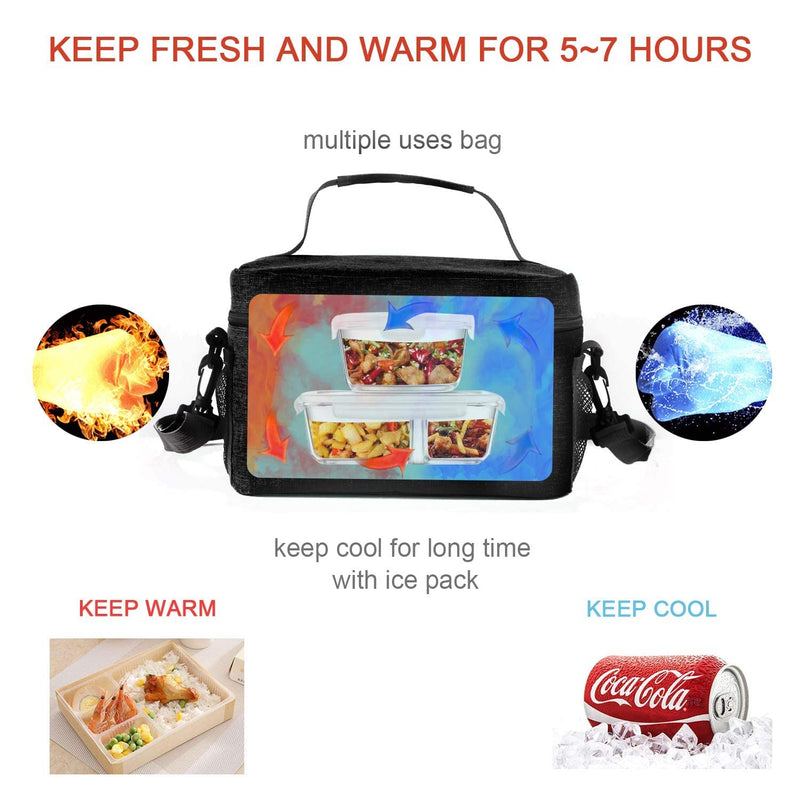 [Australia] - Lunch Bag for Men/Women, Insulated Reusable Lunch Box Leakproof Cooler Tote Bag Freezable with Adjustable Shoulder Strap for Office Work Picnic Beach(Black) Black 7.5L 