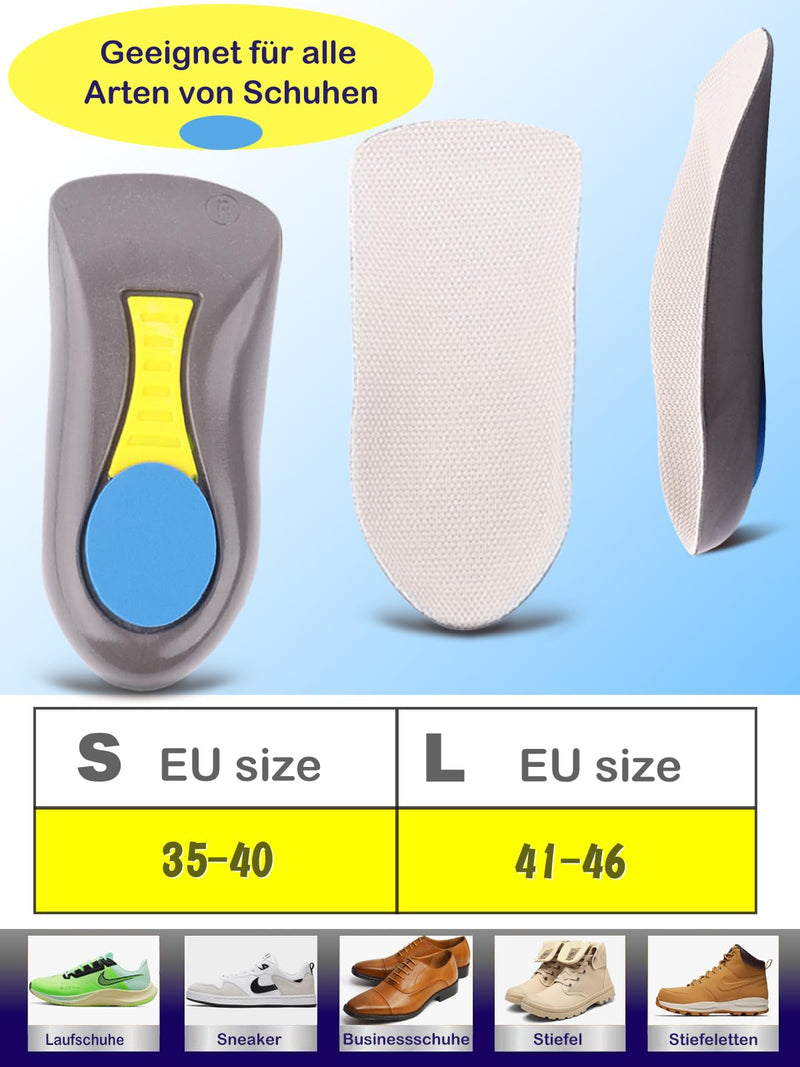 [Australia] - Plantar Fasciitis Arch Support Insoles Heel Cup Women Men Heel Insoles for Heel Pain, Heel Spurs, Flat Feet, Tendonitis, Shock Absorption Inserts EU 41-46 Black 
