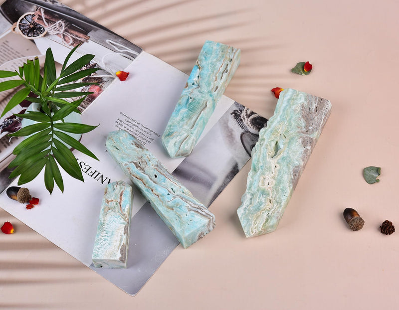 Healing Large Crystal Tower Hemimorphite Obelisk Blue Small 7-14 OZ for Home Décor Crystal Grid Meditation Therapy 7-14 Ounce