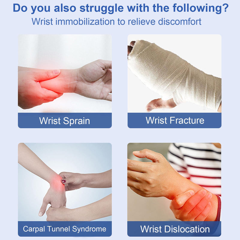 Forearm & Wrist Support Brace Splint, Forearm Immobilizer Brace Splints Breathable Wrist Splint for Carpal Tunnel, Upgraded with Double Splint, Great for Wrist Pain, Sprain, Sports Injuries (Left) Left