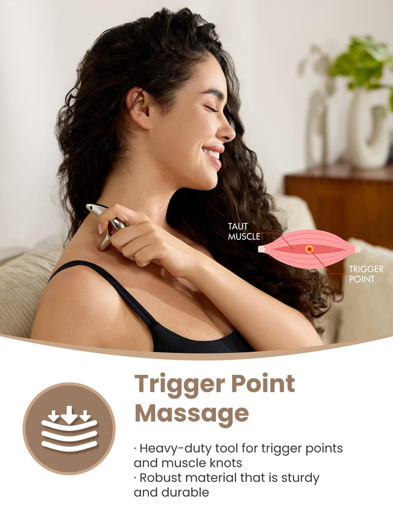 [Australia] - lifechill Trigger Point Massage Tool for Deep Tissue Massage & Gua Sha, Muscle Scraper Tool for Full Body Pain Relief, Thumb Saver Acupressure Tool, FSA HSA Eligible Silver 