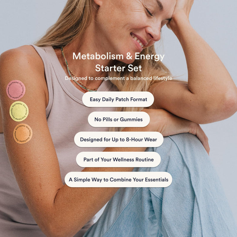 Kind Patches | Metabolism + Energy Starter Set Kit Bundle | Metabolic Support & Steady Energy Release Patches | 90 Vegan Patches | 1 Month Supply