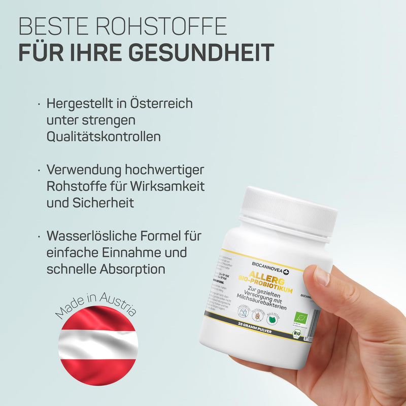 [Australia] - BIOCANNOVEA Allerg Organic Probiotic Powder 35g - Probiotics - Promotes healthy intestinal flora - Relief from irritable bowel syndrome, flatulence and abdominal pain - Organic, water-soluble & micellized 