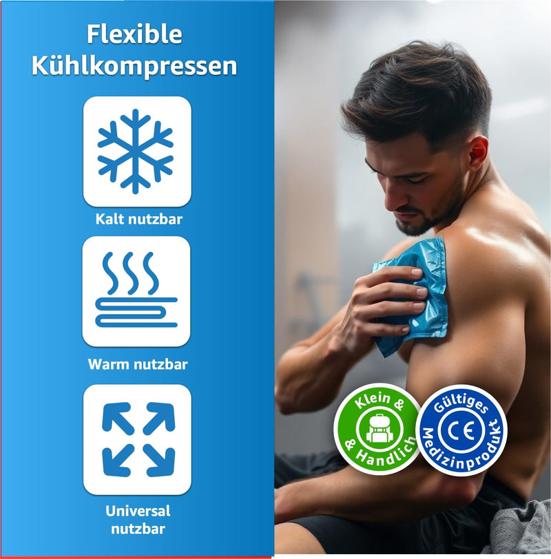 [Australia] - 3 pieces - cooling pads - MADE IN GERMANY - gel blue, 16x16 cm - cool & cold compress - heat pads & cold packs - cooling pads - for wisdom teeth, pain & fever - children & adults 3x pieces 