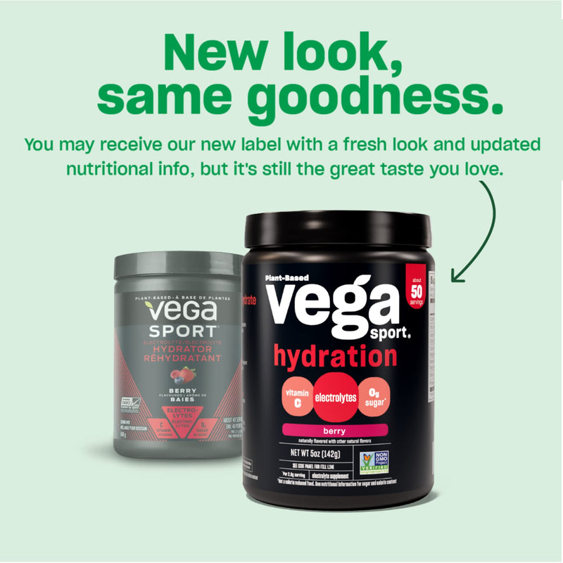 Vega Sport Hydration Electrolyte Powder, Berry - Post Workout Recovery Drink for Women and Men, Vitamin C, Vegan, Keto, Sugar Free, Dairy Free, Gluten Free, Non GMO, 5 oz 5 Ounce (Pack of 1)