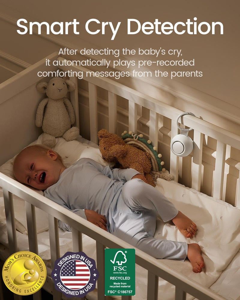 [Australia] - 2025 Mom's Choice Awards, Portable Sound Machine for Baby Adult, AI Cry Detection, 18 Soothing Sound, Bluetooth Rechargeable White Noise Machine for Home Office Travel, Nursery Light, Gray Putty Gray 