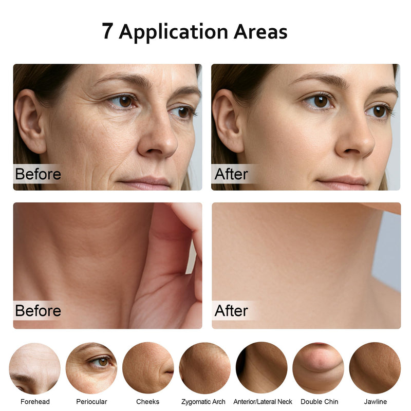 7 in 1 Multifunctional Facial Massager, Red Light Therapy for Face with 7 Modes, Face Lift Device, Portable Facial Massager for Wrinkles,Neck&Skin Care-White Black