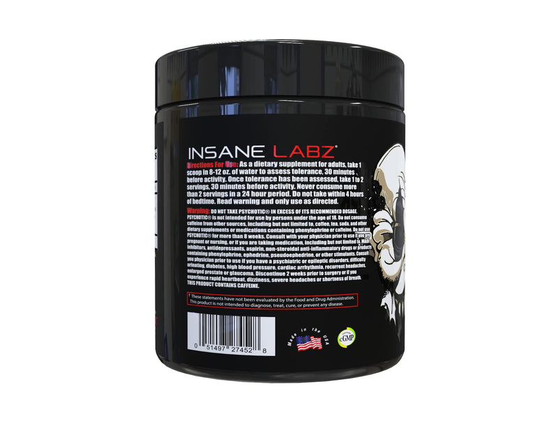 [Australia] - Insane Labz Psychotic Black Edition Mid Stimulant Pre Workout Powder, Energy Focus Pumps, Loaded with Creatine Beta Alanine Taurine Fueled by AMPiberry, 35 Servings (Gummy Candy) Gummy Candy 7.9 Ounce (Pack of 1) 