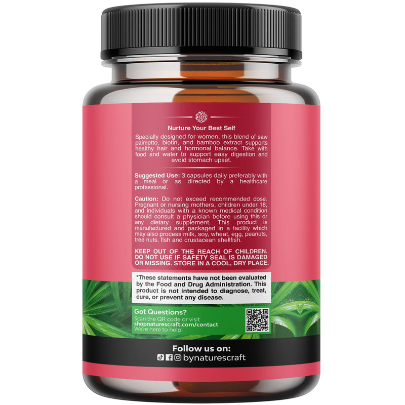 Saw Palmetto for Women 500mg - DHT Blocker for Women 30-Day Supply - Hair Vitamins for Hair Loss Supplement - Saw Palmetto Extract Capsules with Maca Root & Biotin - 90 Count 90 Count (Pack of 1)