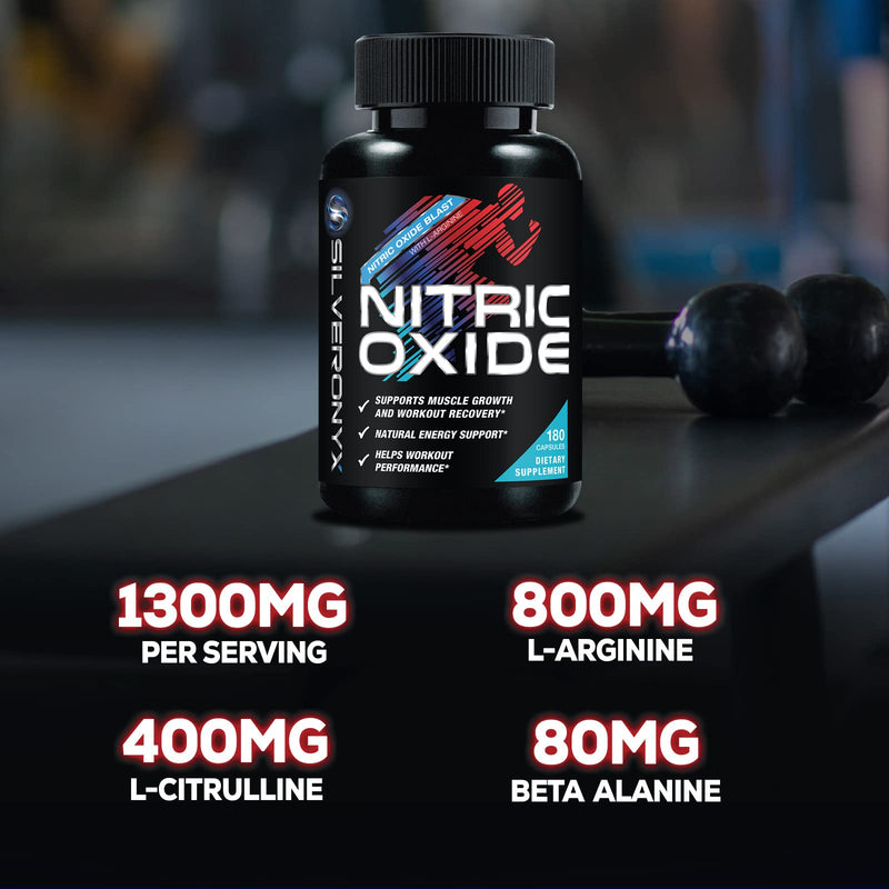 [Australia] - Extra Strength Nitric Oxide Supplement L Arginine 3X Strength - Citrulline Malate, AAKG, Beta Alanine - Premium Muscle Supporting Nitric Booster for Strength & Energy to Train Harder - 180 Capsules 180 Count (Pack of 1) 