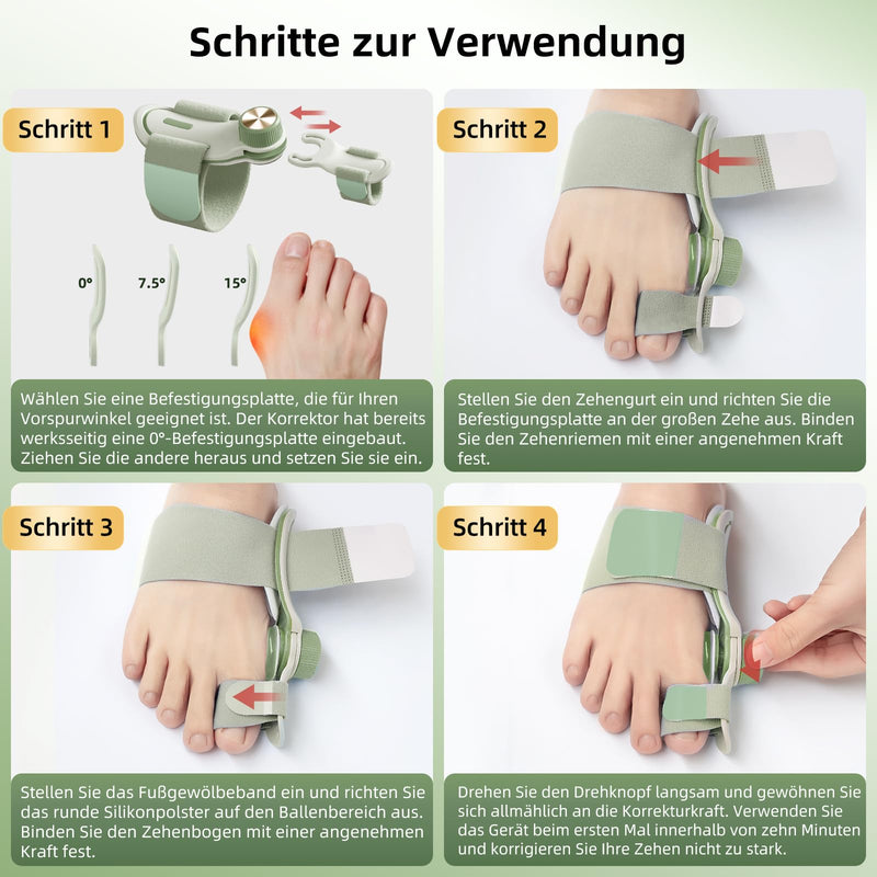 [Australia] - TENICORE Hallux Valgus Correction Adjustable Button, Hallux Valgus Splint with 3 Chioces of Angle Mounting Plates, Hallux Valgus Toe Separator for Medium/Heavy Bunion Green 