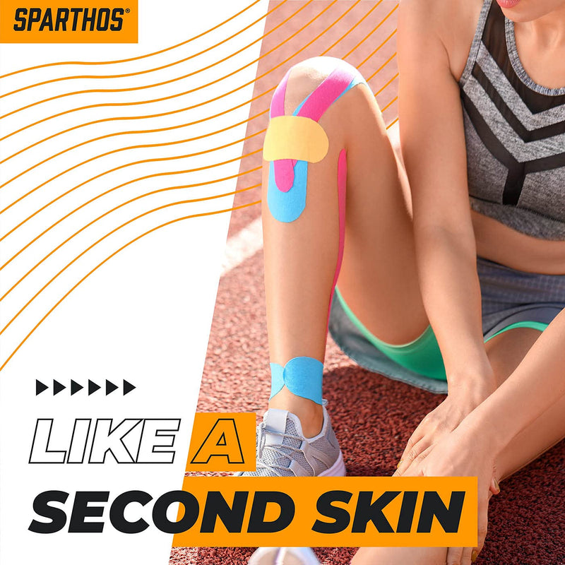 Sparthos Tape Kinesiology Tape (Pack of 2) - Incredible Support for Athletic Sports and Recovery - Free Kinesio Taping Guide! - Wrap Neck Body Pain Skin Strips Rock Medical - Uncut (2X Wild Pink)
