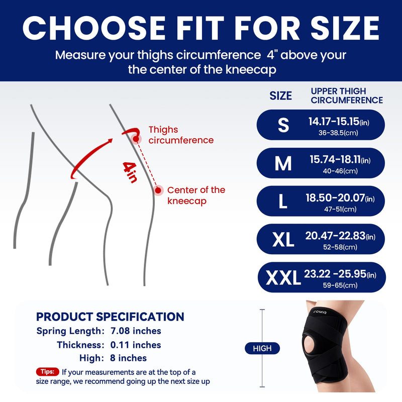 [Australia] - Knee Brace for Knee Pain, Meniscus Tear, Adjustable Knee Support with Side Spring Stabilizers for Meniscus Tear, Arthritis, Patella Stability, Knee Pain Relief, Women and Men Black Medium 