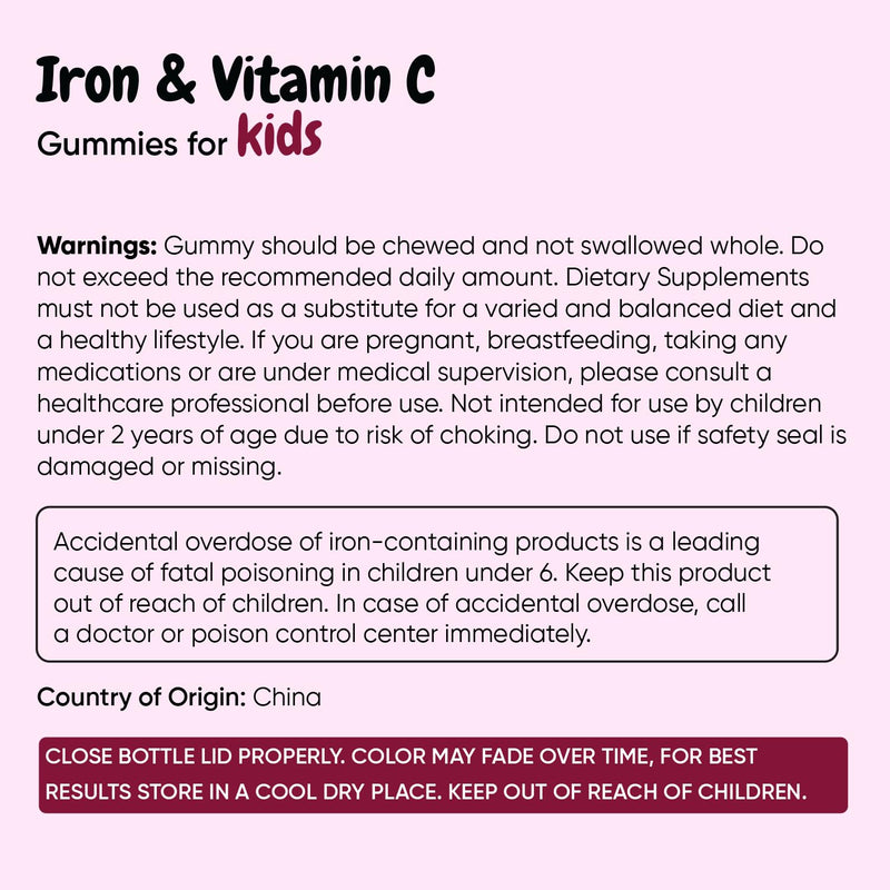 maxmedix Kids Iron with Vitamin C Gummies 120 Ct | Supports Iron Deficiency, Blood, Energy & Immune Health (4 Month Supply), 7mg Fe + 10mg Vit C | Pectin-Based Kids Iron Supplement, Vegan, Mixed Berry