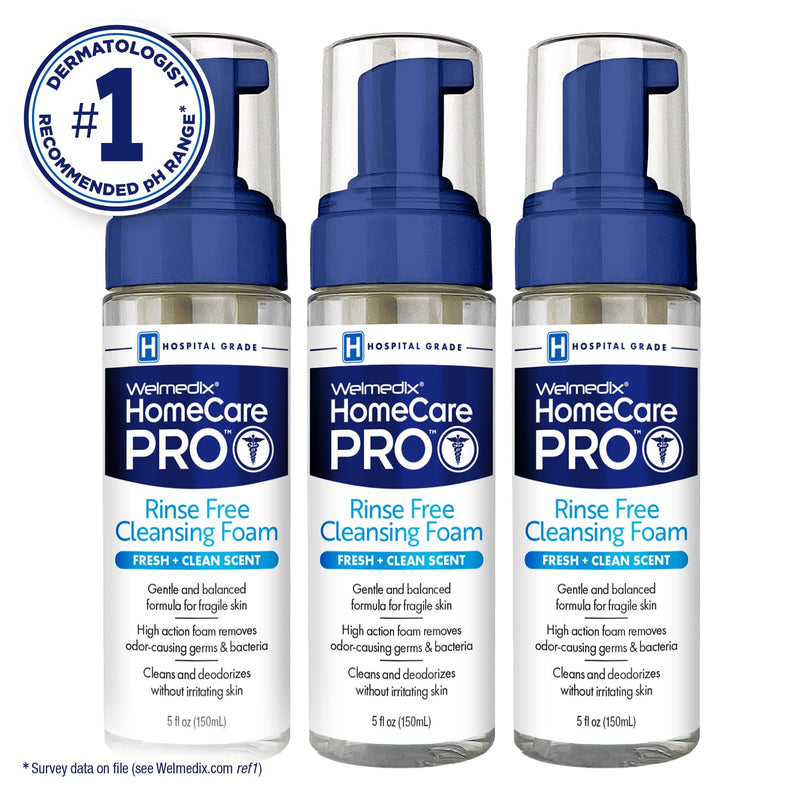 [Australia] - Rinse Free Cleansing Foam, 3 in 1 Body Wash, Shampoo and Personal Cleanser for Elderly, Incontinence and Infant Care, Hospital Grade, Sulfate Free, Paraben Free (Pack of 3) 5 Fl Oz (Pack of 3) 