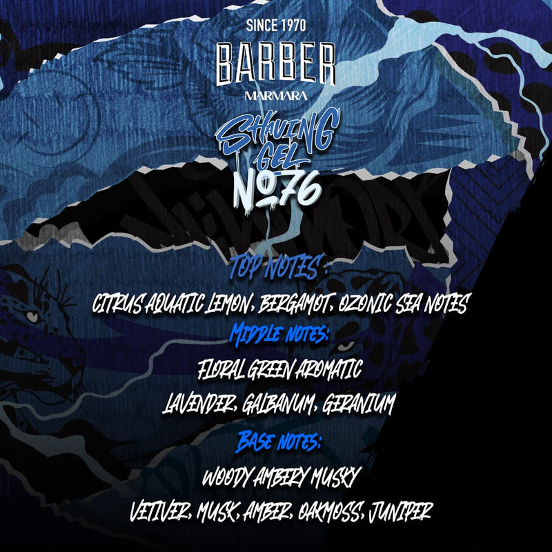 [Australia] - BARBER MARMARA shaving gel men No.76 - men's shaving gel transparent 500ml - shaving gel men - for a precise shave of the beard contours - optimal gliding - cools the skin - with pump dispenser 