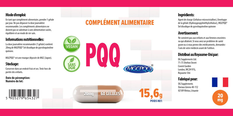 [Australia] - Hepatica PQQ (MGCPQQ) 20mg 60 Vegan Capsules, (Pyrroloquinoline Quinone), Laboratory Tested, High Dose, Non-GMO & Gluten Free 