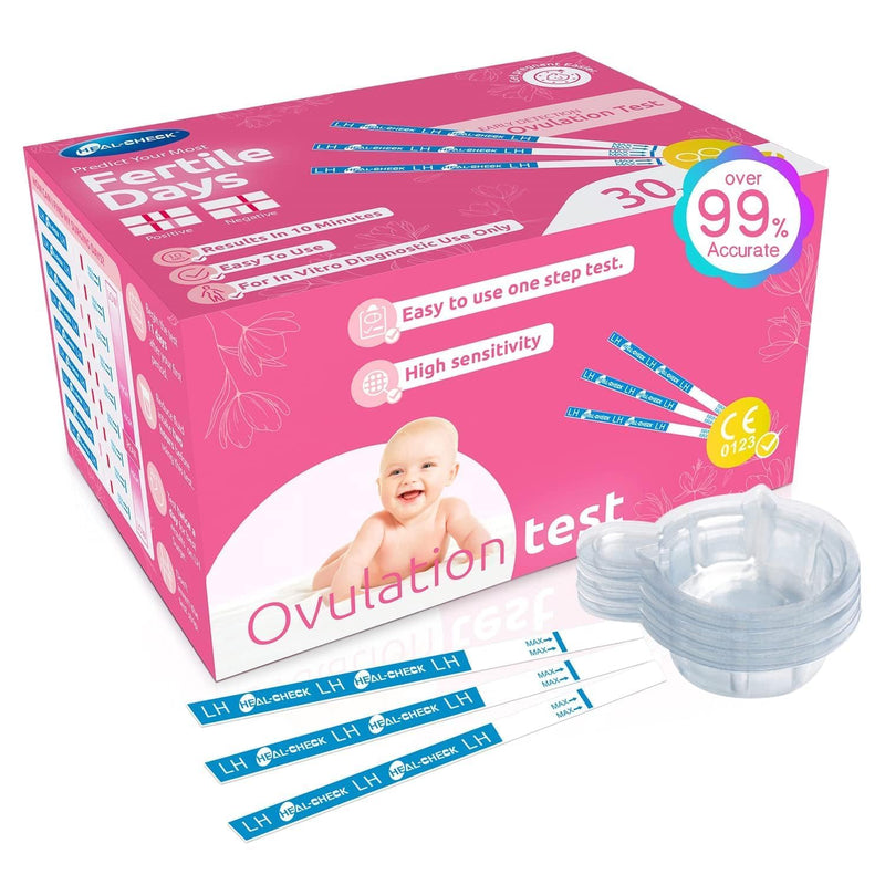 Ovulation Test Strips 30 and Pregnancy Tests 25, HEAL-CHECK Bulk Ovulation Predictor Kit for Women TTC, Over 99% Accuracy, Easy to Use at Home, Individually Wrapped, FSA HSA | 30LH+25HCG+55 Urine Cup