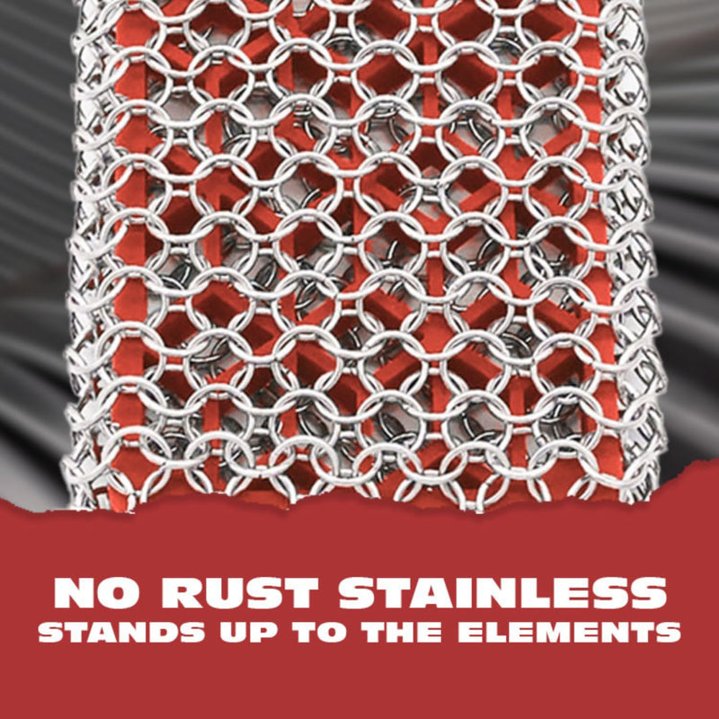 [Australia] - Knapp Made Combo Chainmail Cast Iron Scrubber with Silicone Core - Heavy Duty Rings and Fine Chainmail Rings -Premium Cast Iron Cleaner Chainmail Scrubber -Perfect for Cast Iron Cookware,Skillet,Woks Dry Rub Red 