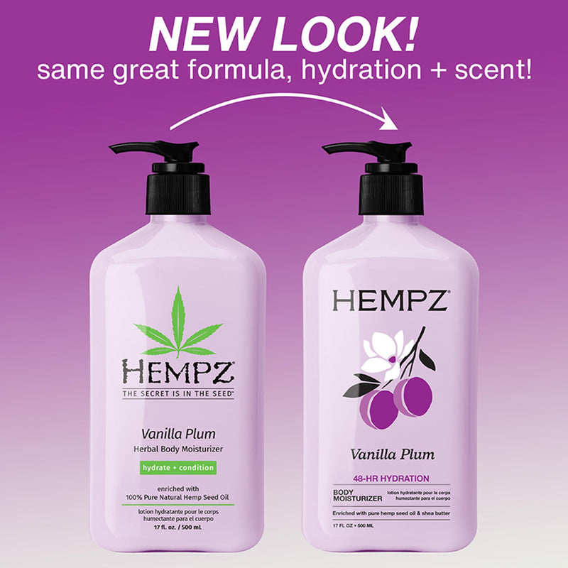 Hempz Limited Edition Vanilla Plum Moisturizing Body Lotion - 17 Fl Oz | Kakadu Plum Extract & Shea Butter, Hemp Seed Oil for Dry Skin, 48-Hour Hydration, Vegan & Cruelty-Free, Paraben-Free Satsuma Plum & Lily of the Valley Vanilla 17 Fl Oz (Pack of 1)