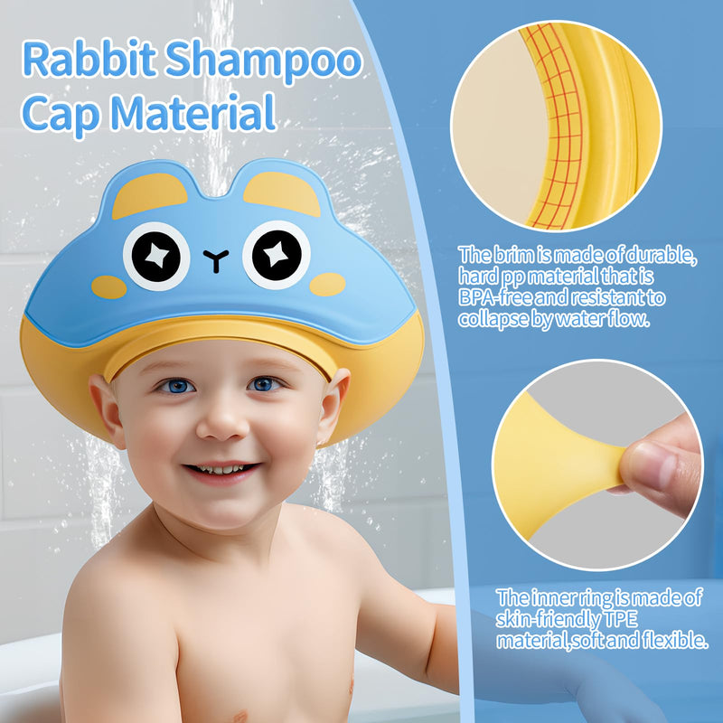 [Australia] - Shower Cap Shield for Kids Baby Shower Cap for 1-10 Years Kids Bath Visor for Toddler Hair Washing Shield Cute Rabbit Shape Makes Baby Bath More Fun Blue 