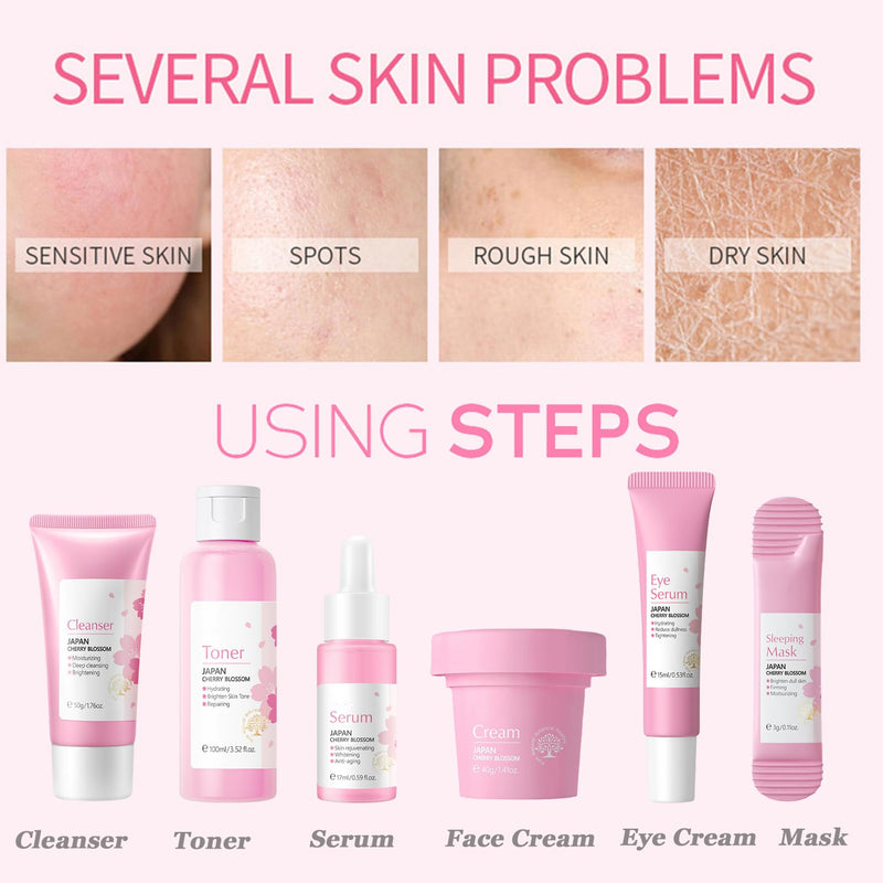[Australia] - Skincare Gifts For Teenage Girls,Cherry Blossom Skincare Sets,Facial kit,Pamper Sets For Women Gifts,Skin Care Sets & Kits (SetA) 