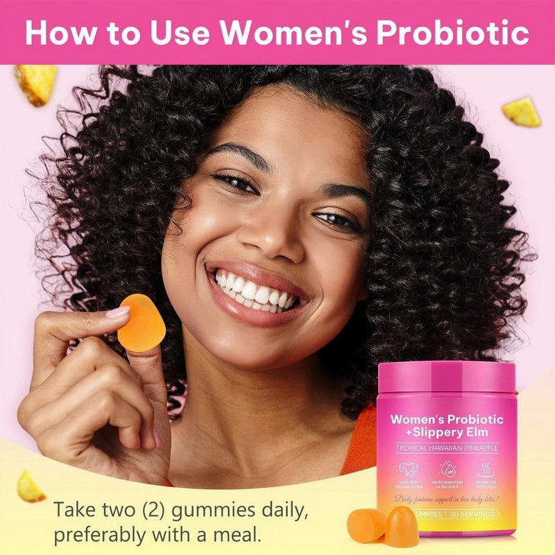 Vaginal Probiotics Gummies for Women, Feminine Balance Gummies with Slippery Elm, Supports Vaginal Health & PH Balance, 60-Gummies