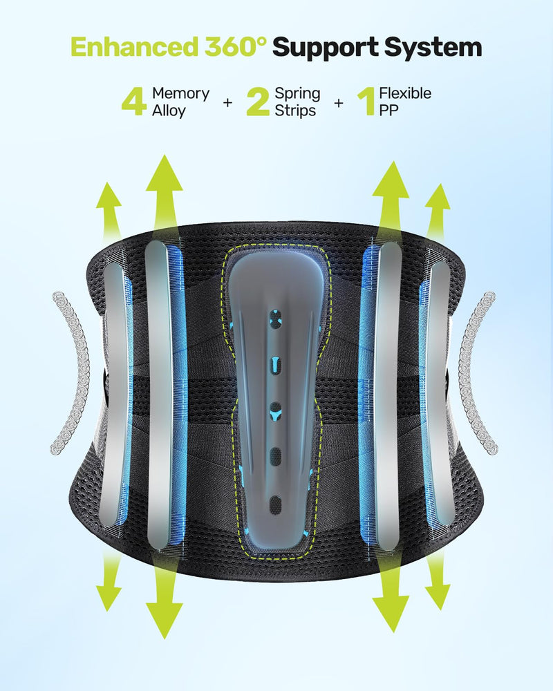 [Australia] - Rakiie Back Support Belt with Support Struts Adjustable Pull Straps and Soft Breathable Mesh Back Brace for Back Pain in Men and Women, Size XL (Waist: 115-130CM) X-Large 