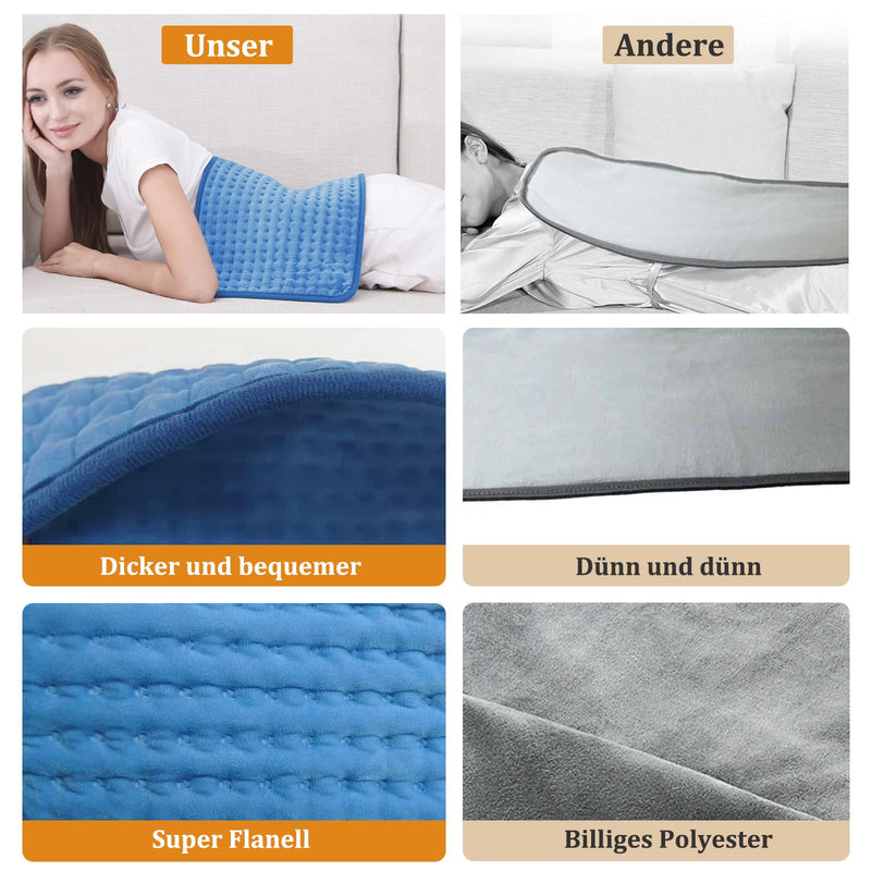[Australia] - TOFFCAEA Heating Pad, Electric Heat Pad with Automatic Shut-Off and 9 Temperature Levels, Quick Heating & Machine Washable, for Neck, Shoulder, Stomach and Knees (Blue, 43x84CM) Blue 