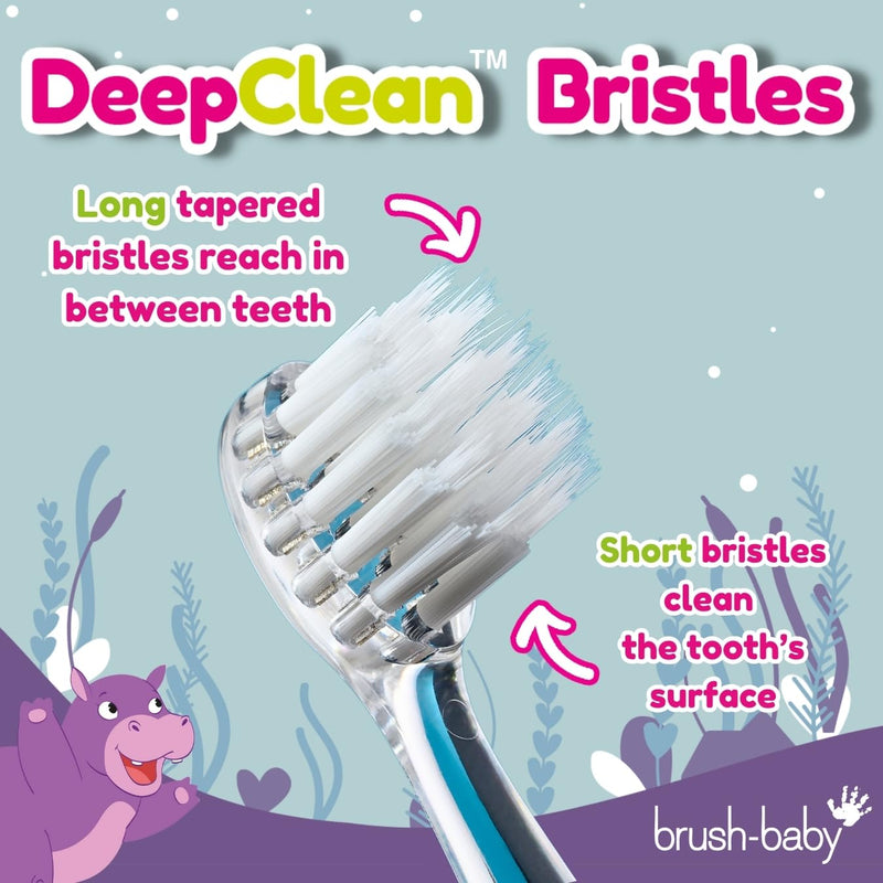[Australia] - BrushBaby - WildOnes - Kids Rechargeable Electric Toothbrush, Ages 0-10 - Holly Hippo Design with Flashing Lights - DeepClean Bristles for Superior Cleaning - 2 Replacement Brush Heads, 1 USB Cable 