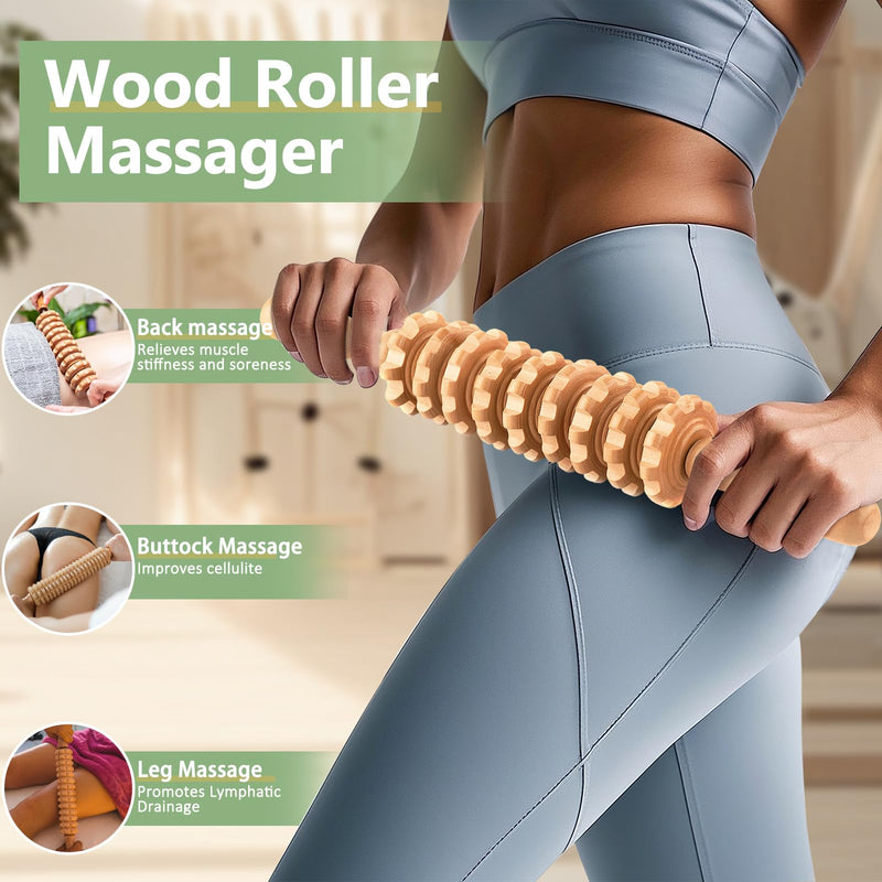 [Australia] - AICNLY 6Pcs Wood Therapy Massage Tools for Body Shaping, Multi-Functional Body Roller for Anti-Cellulite and Sore Muscle, Wooden Massage Roller Stick, Maderoterapia kit, Body Sculpting Tools Set 