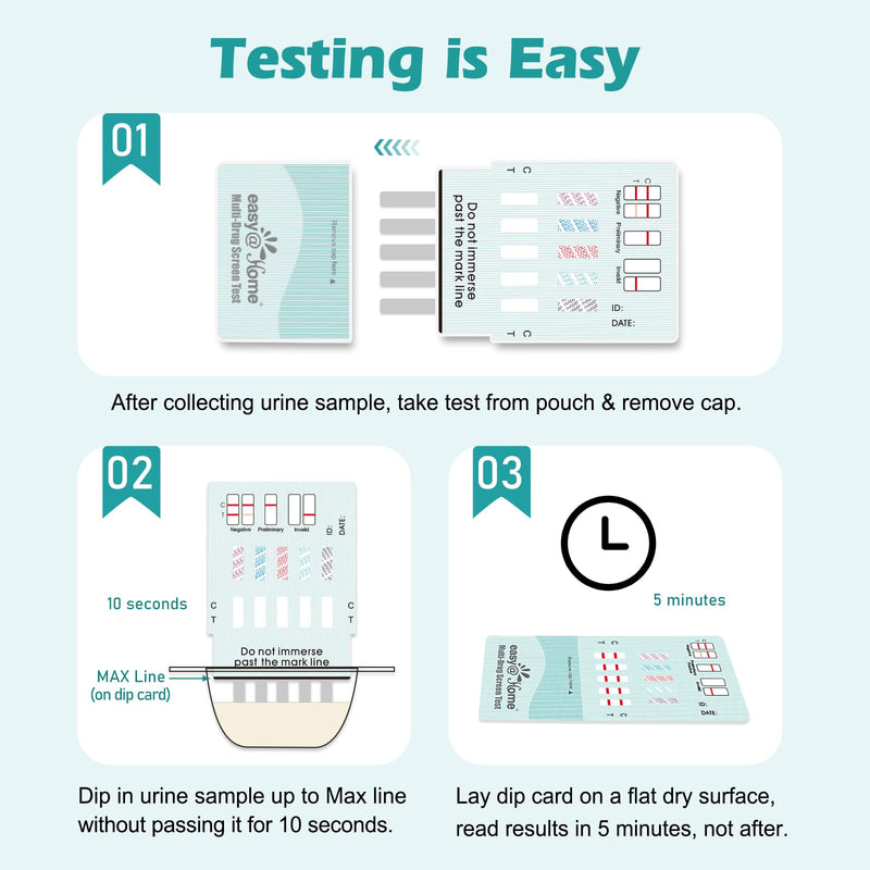 Easy@Home 5 Panel Instant Drug Test Kits - Testing Marijuana (THC), COC, OPI 2000, AMP, MET/mAMP- Urine Dip Drug Testing -#EDOAP-254-15 Pack FSA or HSA Eligible 15 Count (Pack of 1)