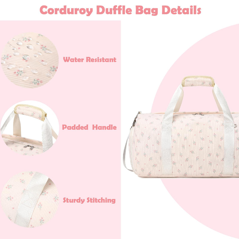Kimwadalh Travel Duffle Bags with Wet & Shoe Compartments for Girls Women | Dry/Wet Pockets & Shoes Compartment Weekender Carry On Tote Sport Bags for Girls, Mommy Hospital Bag for Labor and Delivery Flower Pink