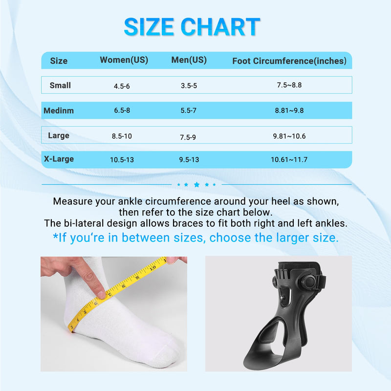 AFO Foot Drop Brace,Medical Ankle Foot Orthosis for Hemiplegia Stroke Varus Walking Support Shoes,Ankle Brace Stabilizer with Inflatable Airbag (Left, X-Large) Left