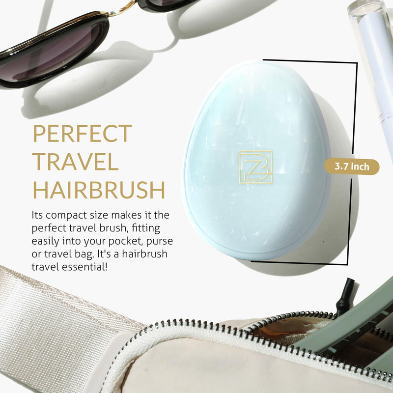 Travel Hairbrush - Mini Hair Detangler for Women Teens Kids - Sensory Scalp Massager - Small Portable Comb - Thick, Curly, Straight, Wet, Dry - Compact Detangler - Purse Essentials Aquamarine