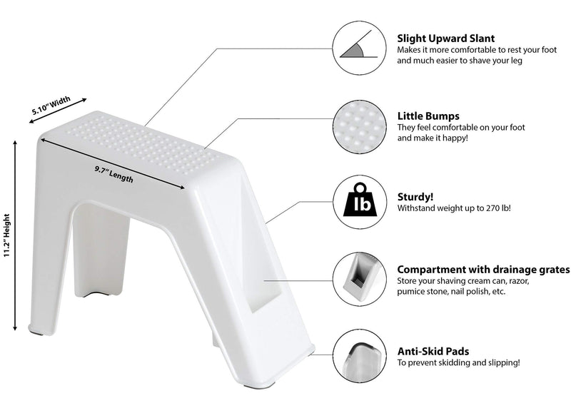[Australia] - Demi's Home Shower Foot Rest - Pedicure Foot Rest - Grey - (Supplies Not Included) 